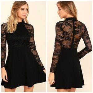 LuLu's Black Lace Skater Dress